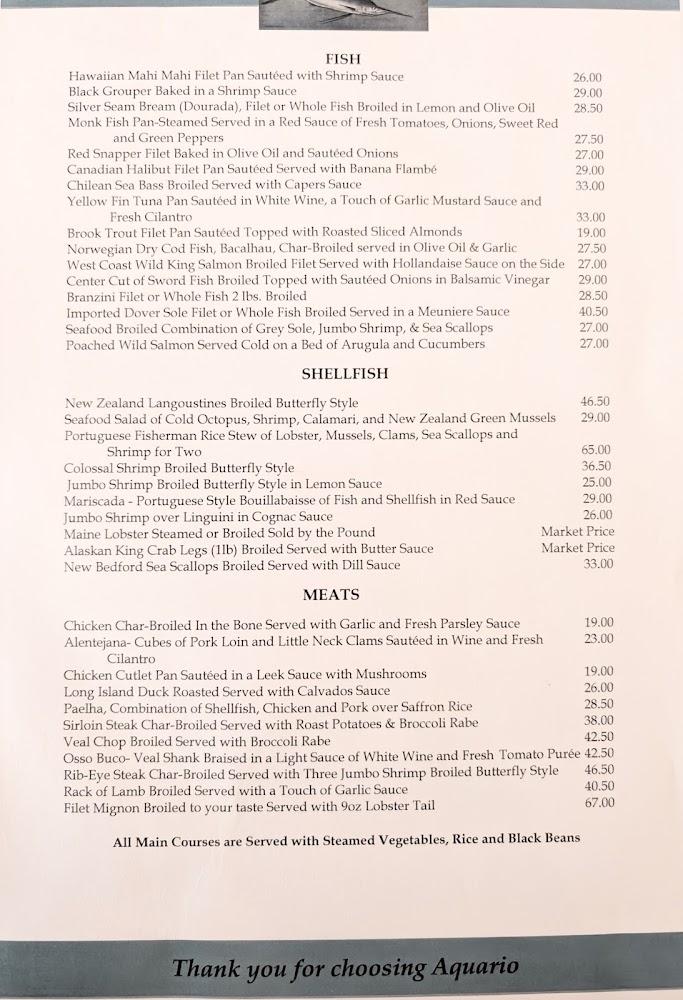 Aquario Restaurant Menu image 3